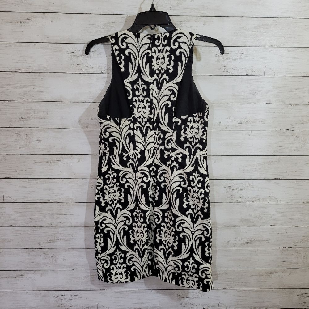 Jade Black & White V Neck Jacquard Dress Work Career Size XS - Picture 5 of 9